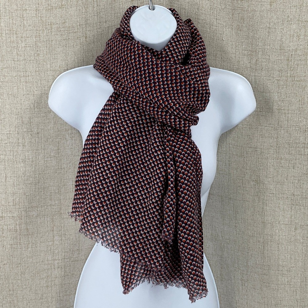 Banana Republic Scarf Women OS Multi Wool Geometric Classic Minimalist Fringe